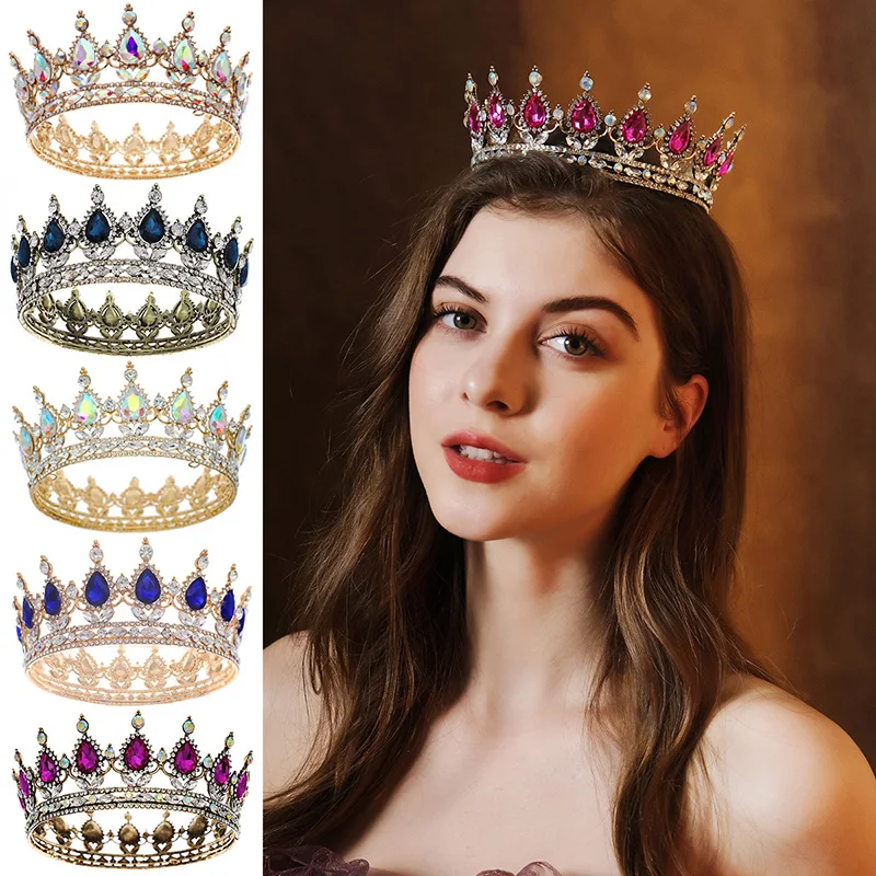 

Rhinestone Bride Wedding Crown New Hair Jewelry Luxury Crystal Water Drop Bridal Jewelry Exquisite Bride Tall Crown