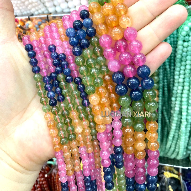 4-12mm Naturstein Verschiedene Farben Chalcedon Runde Lose Abstandsperlen für Schmuckherstellung DIY Armbänder Anhänger Zubehör 15'' – Detail 2