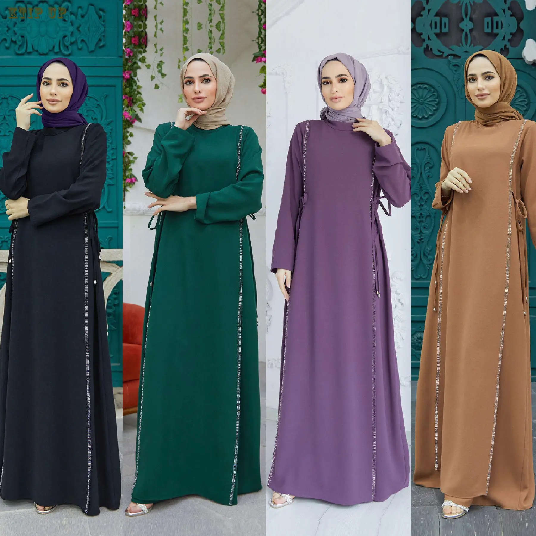 

Dubai Women Abaya Kaftan Dubai Luxury Turkey Muslim's Dresses Long Islam Clothing African Kimono Arabic Morocco Caftan Fashion