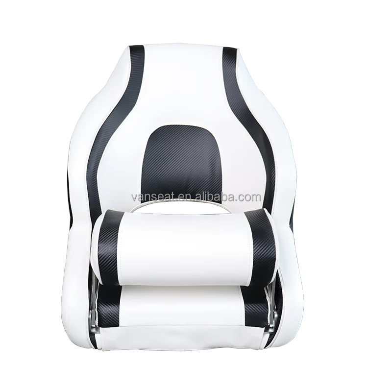 

China Factory Custom Bolster Flip Up Boat Seat Marine Accessories Racing Boat Bucket Seat Black White Yacht Captain Seat
