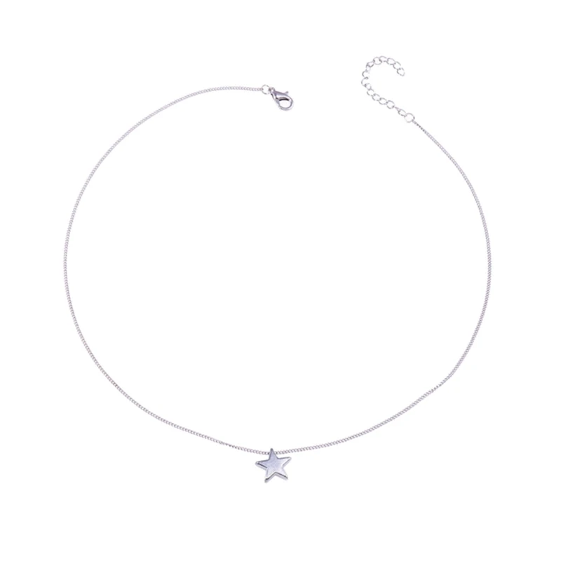 Sweet Stylish Star Pendant Necklace Dainty Star Sweater Chain Simple Y2K Jewelry Eye-catching Star Choker Clavicle Chain