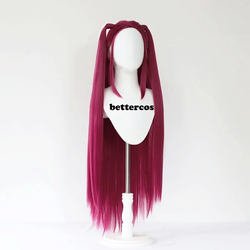 Anime kpop huntrix mira cospaly peruca demônio caçador mira rosa vermelho longo cabelo reto para festa de halloween adulto mulheres homens