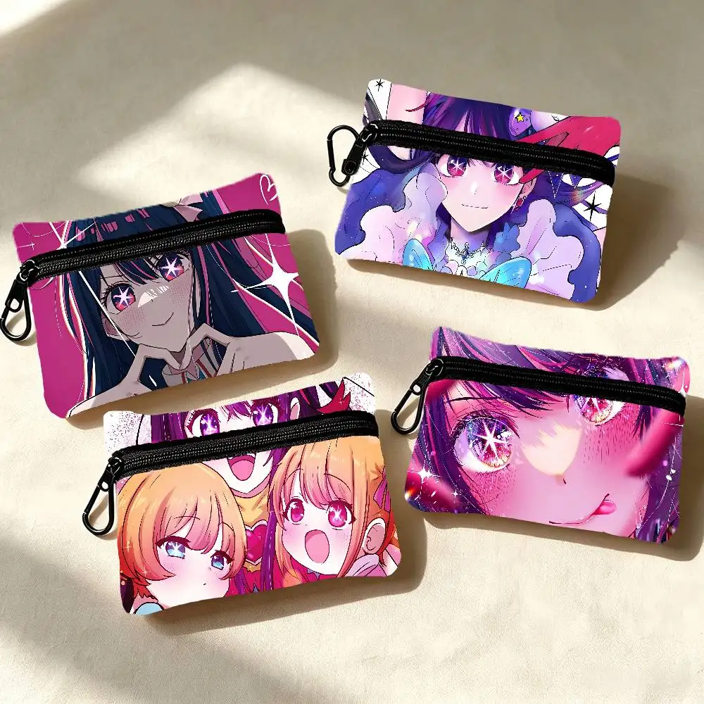 Anime Oshi No Ko Wallet Detachable Carabiner Hook Compact Storage Bag For Outdoor Shopping Accessory