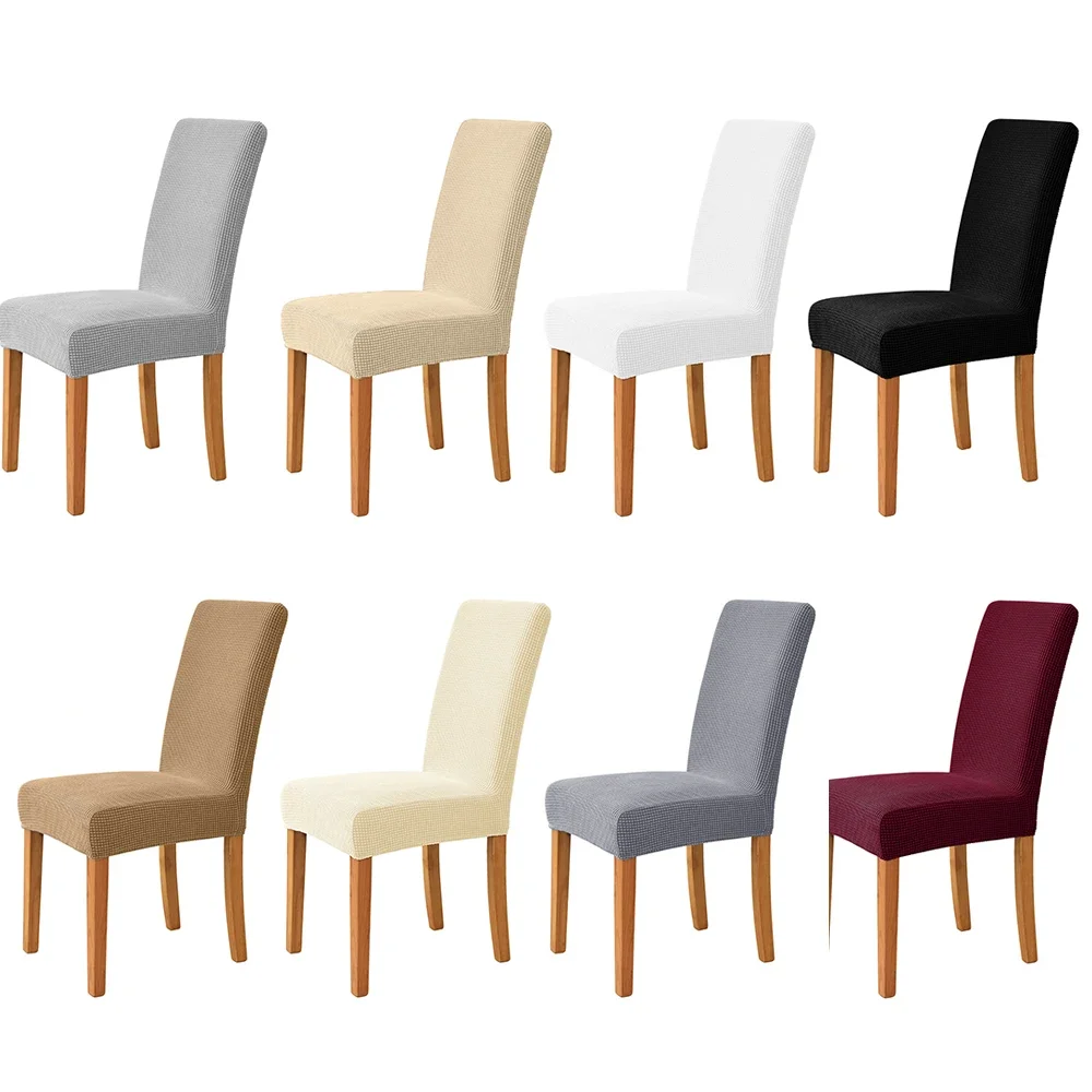 Corn Kernel Fabric Chair Cover Stretch Long Back Chair Covers Jacquard Dining Room Seat Covers with Back for Wedding Hotel Chair