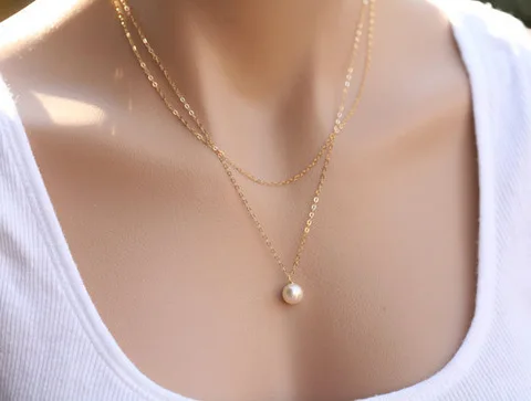 Wholesale 20pcs/set Double Layer Pearl Necklace Simple Charm Pearl Pendant Choker Birthday Party Gift Women's Fine Jewelry