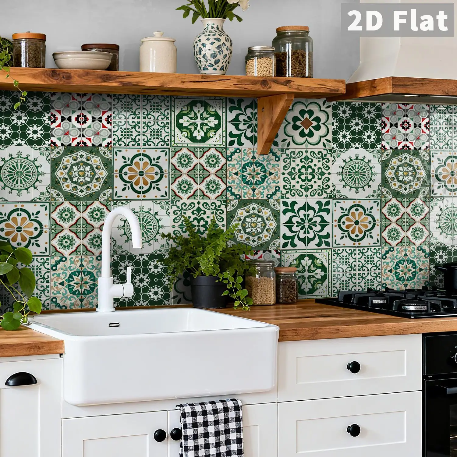36Pcs Moroccan Tile Stickers, Removable Waterproof Self-Adhesive Wall Decals for Kitchen Bathroom