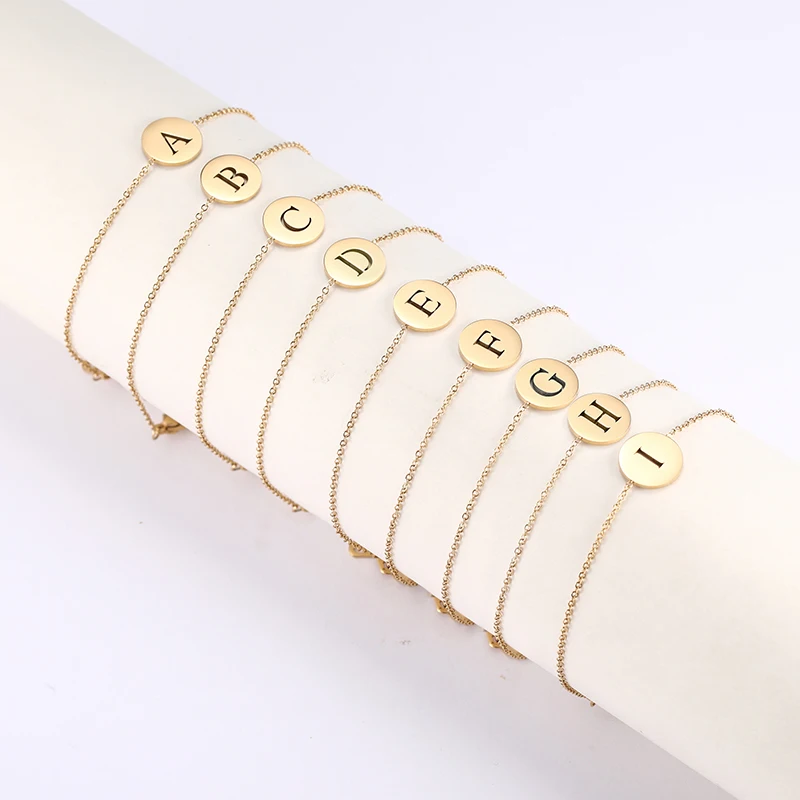 Amaxer браслет из нержавеющей стали для женщин 26 букв A-Z простая цепочка с подвеской браслеты ювелирные изделия на день рождения подарок
