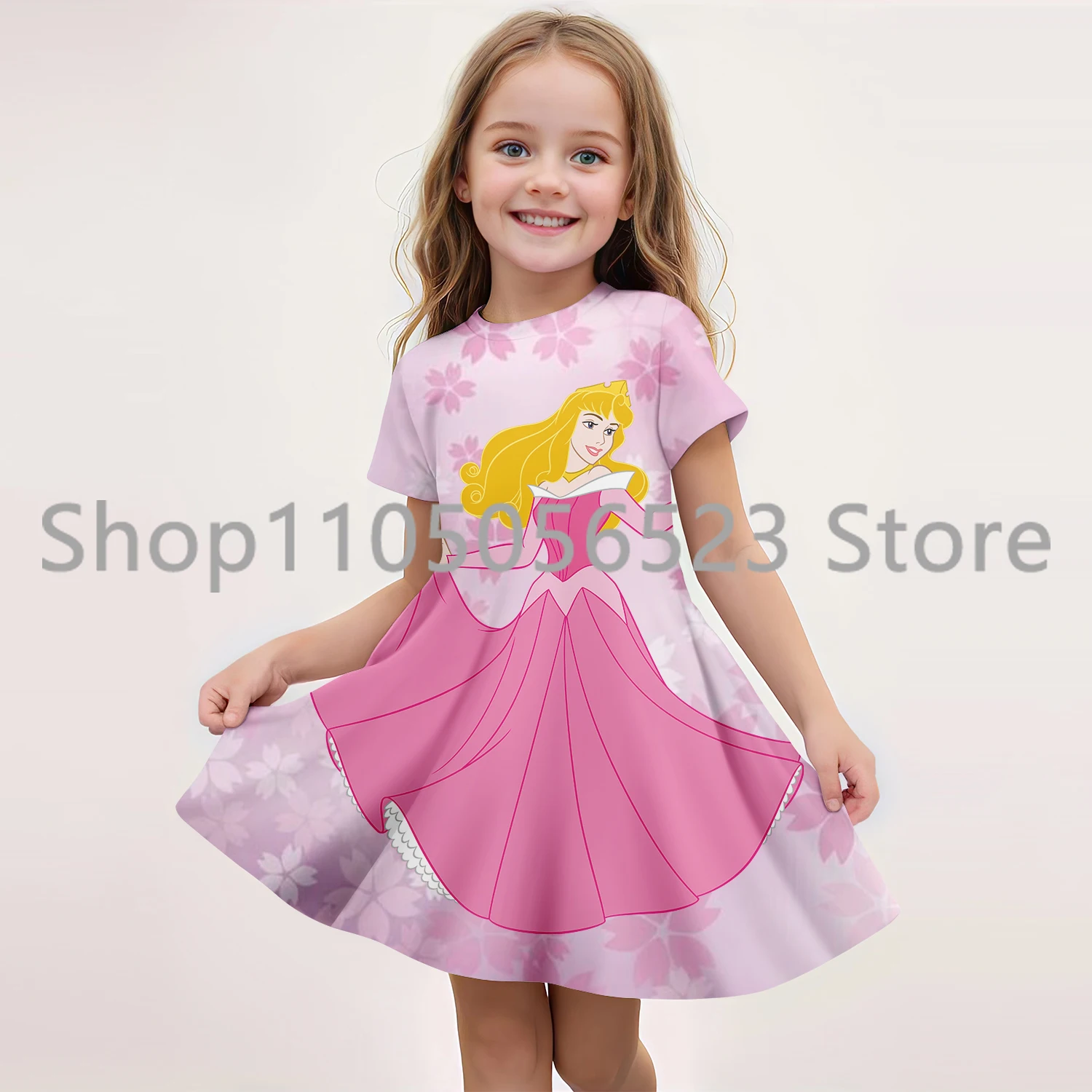 

2025 Summer New Kids Casual Fashion Cute Princess Dress 3D Print Crew Neck Short Sleeve Comfortable Princess Dress