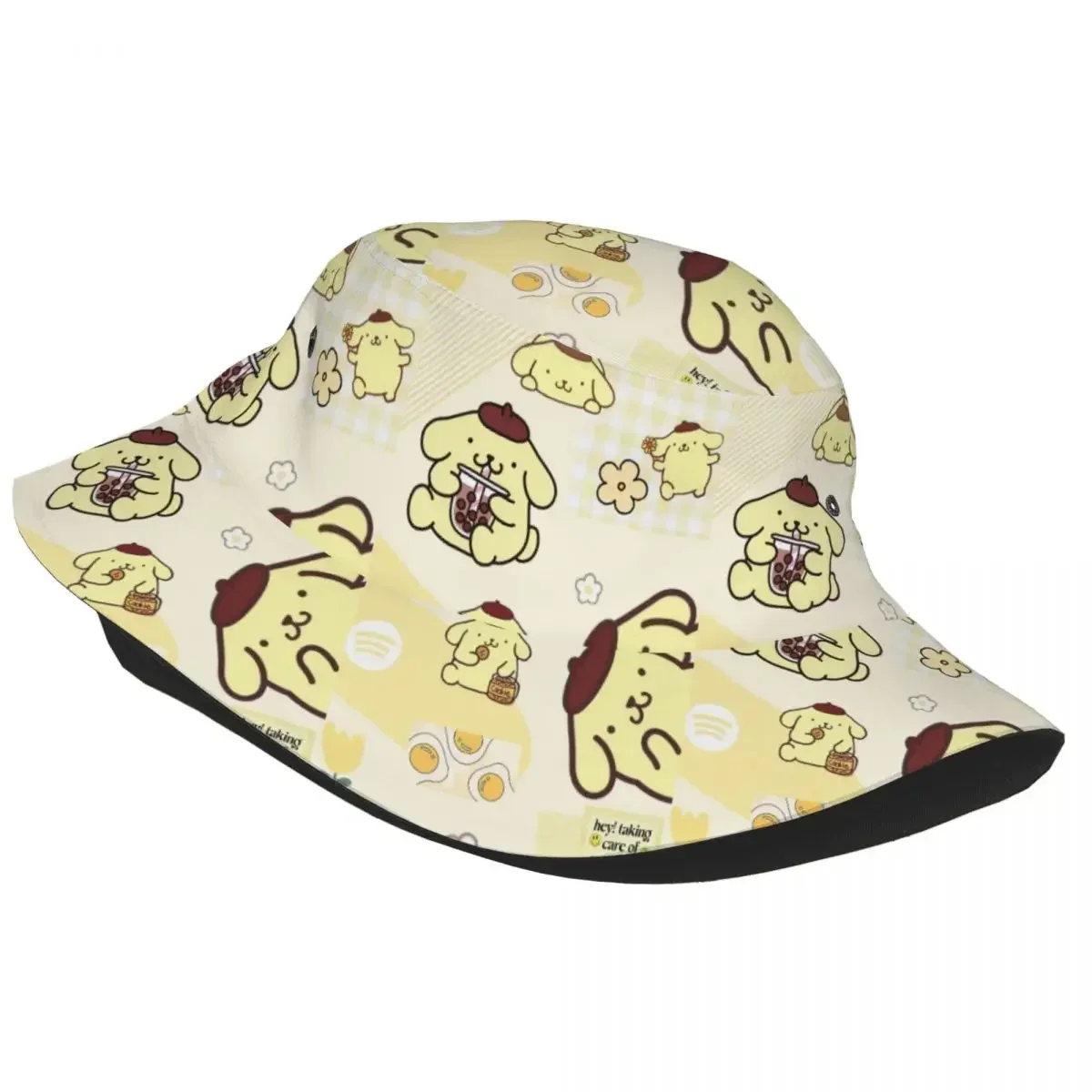 Pom Pom Purin Bucket Hat for Women Vocation Cute Cartoon Floppy Hat Hip Hop Foldable for Vacation Fishing Hats Panamka