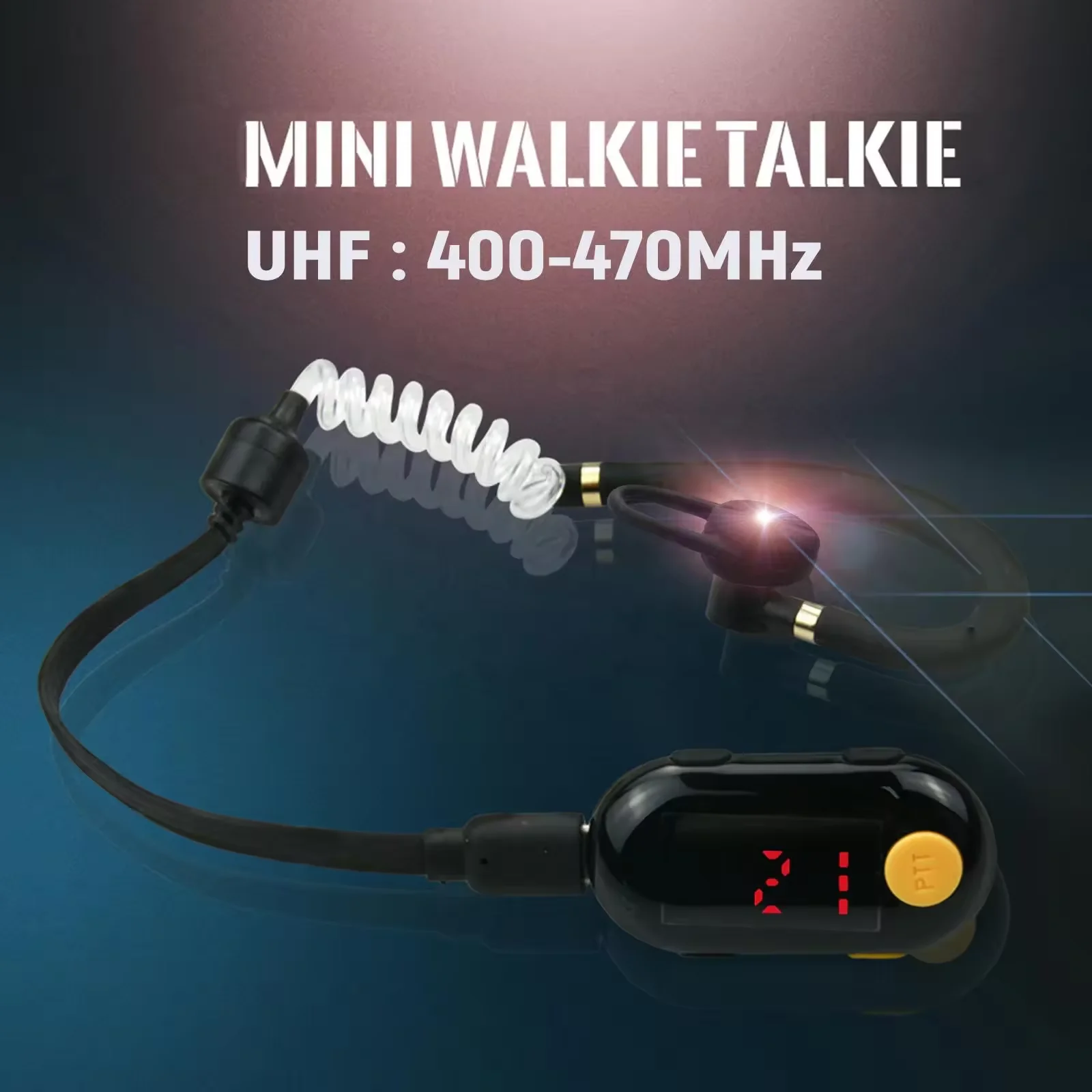 UHF Mini Walkie Talkie 400-470MHz 0.5W Ear Hanging Radio Two Way Radio New Model 2024 Single Piece