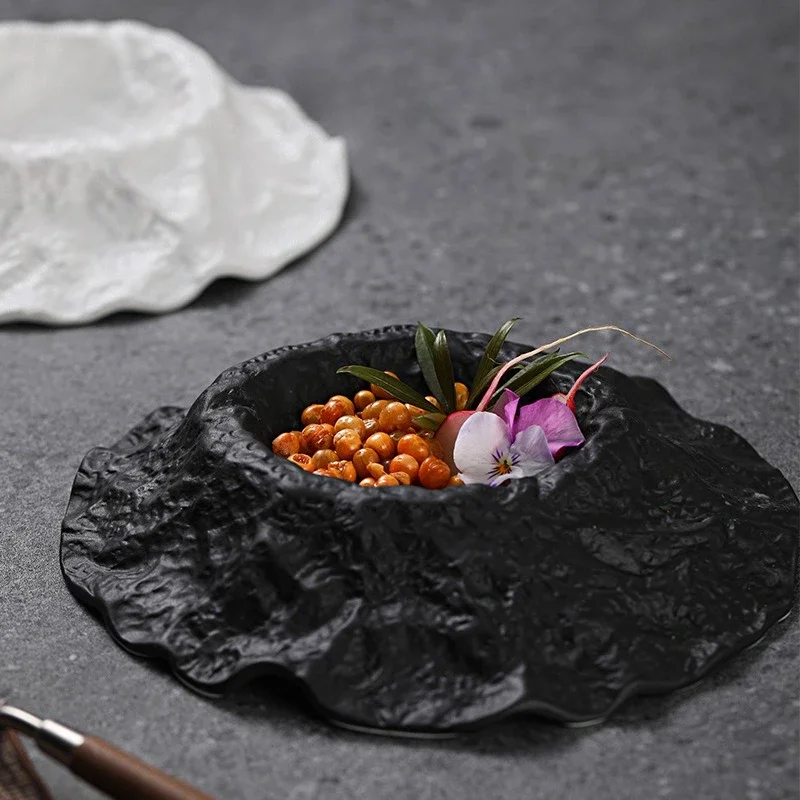 Volcano Bowl Slant Mouth Plate Restaurant Utensils Ceramic Stylish Home Premium Irregular Shaped Utensils