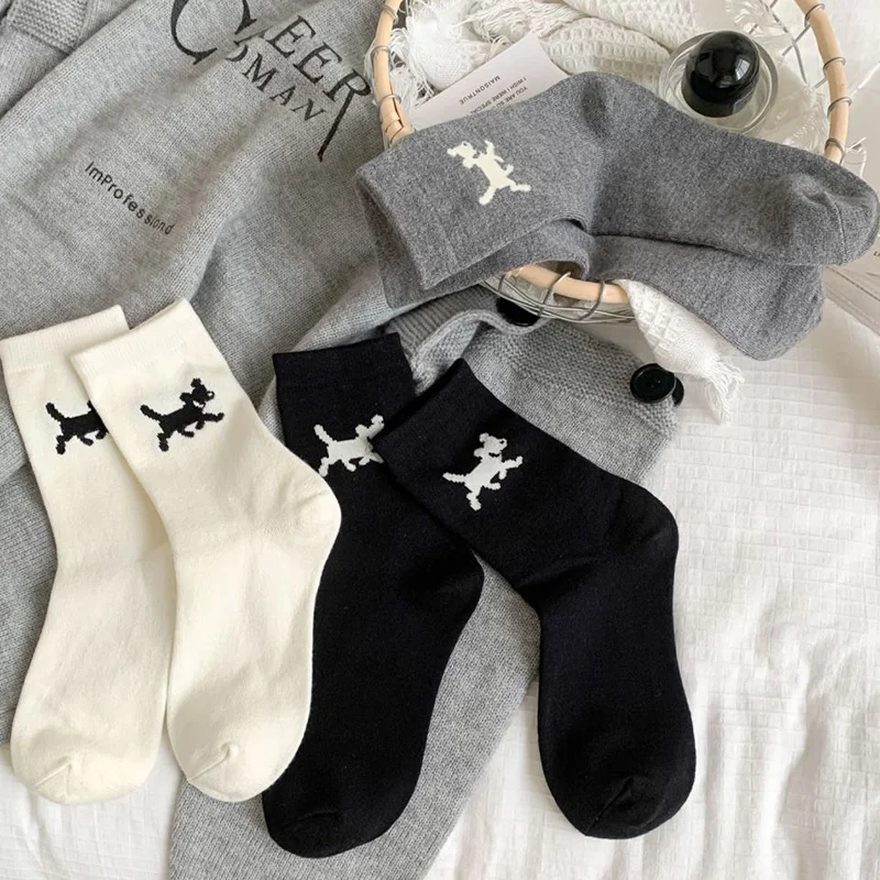 

Winter Warm Socks Thick Cute Animal Dog Print Lovely Dog Jacquard Socks Japanese Fashion Comfortable Stay Home Sock Women Long