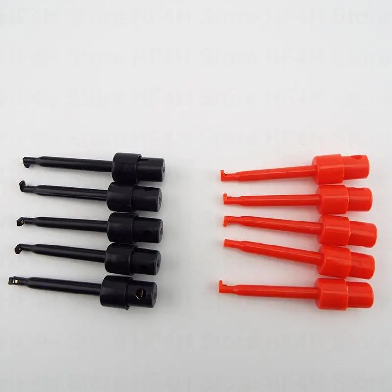 5 red 5 black Mini Single Test Hook Clip Test Probe for Electronic Testing Grabber Round Crocodile Clip Hook Test Clip B4