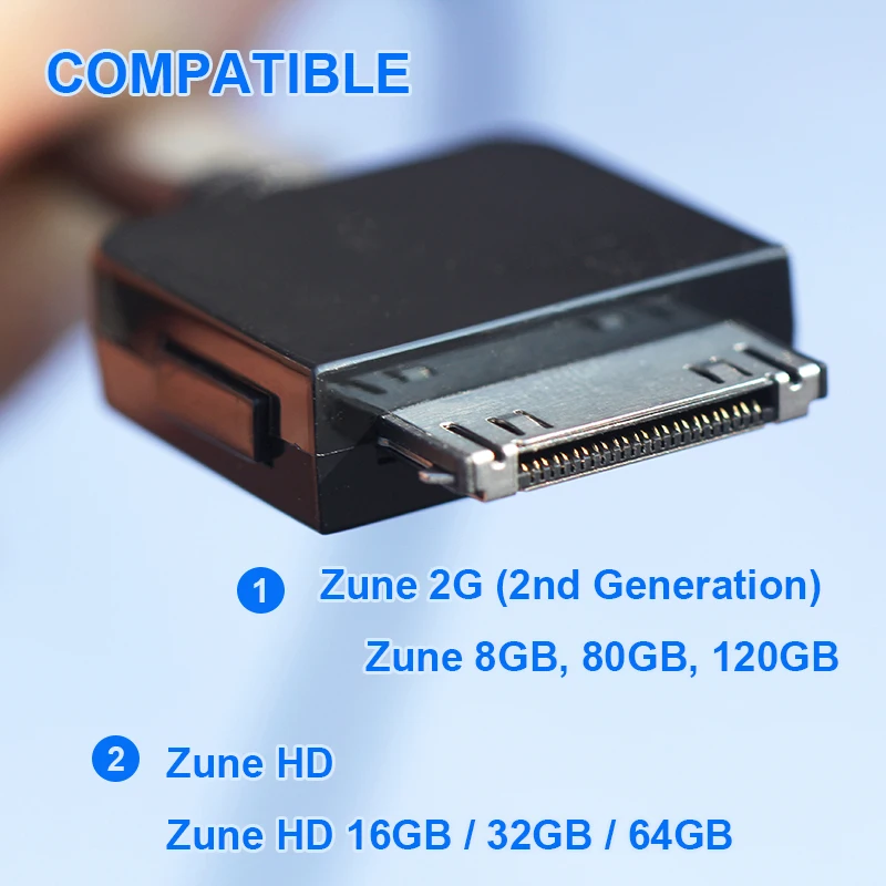 Microsoft Zune USB Cable for Zune 2G / Zune HD – Data Transfer & Charging 2-in-1, for EX ZC7H-001 ZC9S-001 Sync Music & Charging