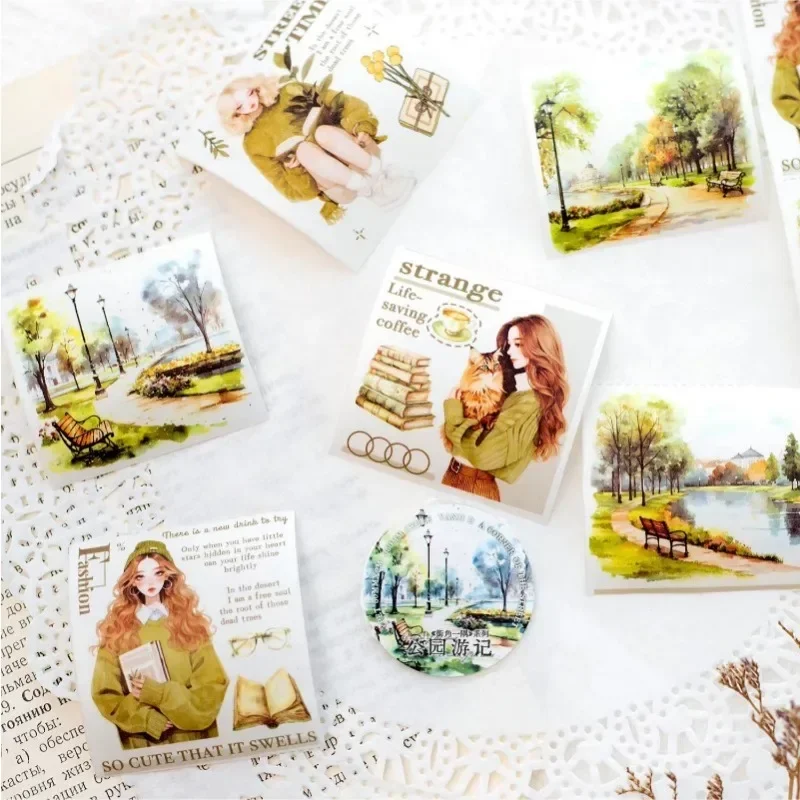 1Roll 2M Decorative Recycled Stickers Supplies  Washi Tape Street Corner Girls Handbook Material Adhesives Scrapbook cut 50mm*2M