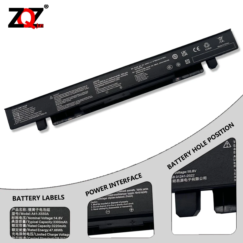 New Laptop Battery For Asus A41-X550A X550C X452E X450L X550 A450 A550 F450 R409 R510 X450 F550 F552 K450 K550 P450