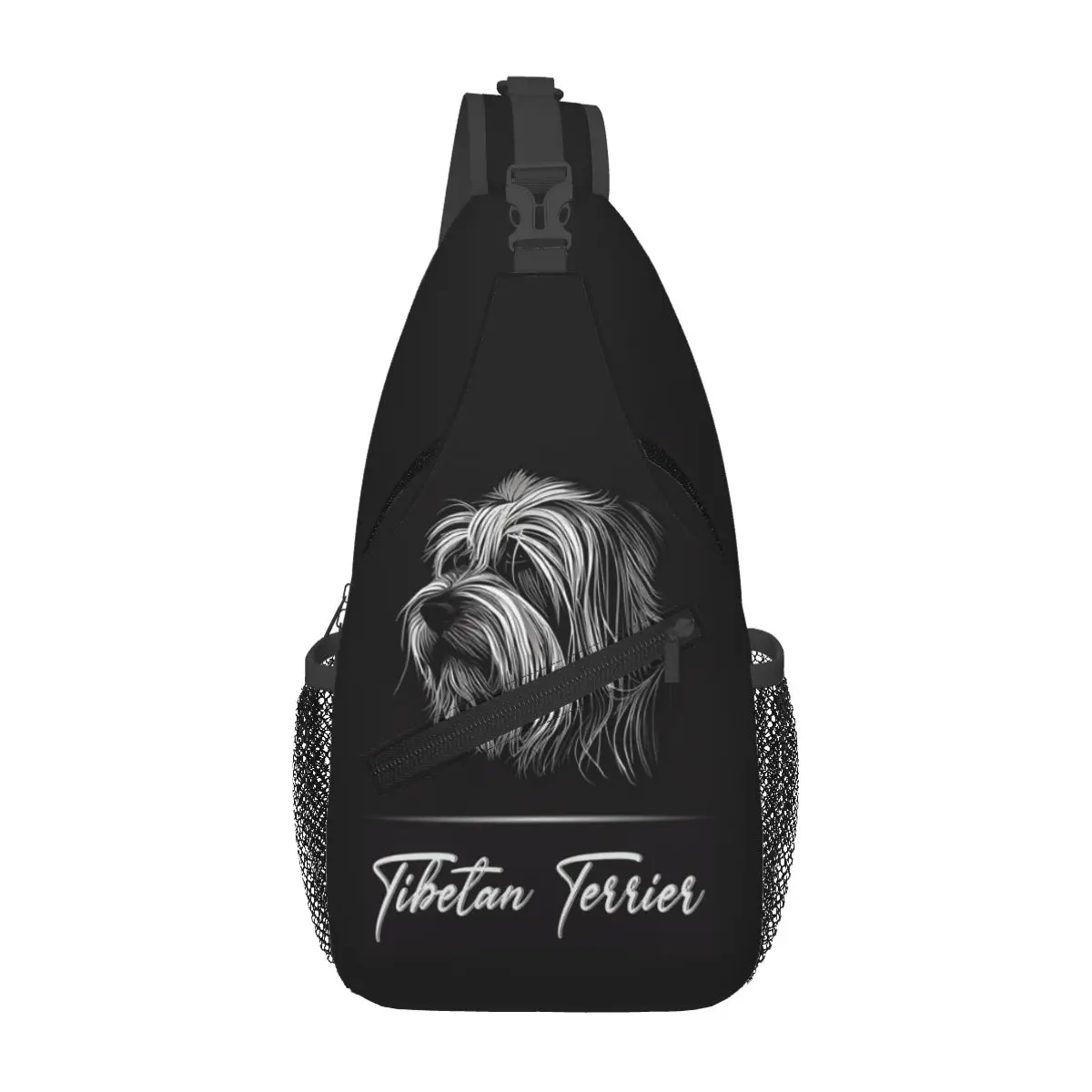 Adorable Tibetan Terrier Chest Bag Men Sling Crossbody Backpack Chest Bag Travel Hiking Daypack Shoulder Bag