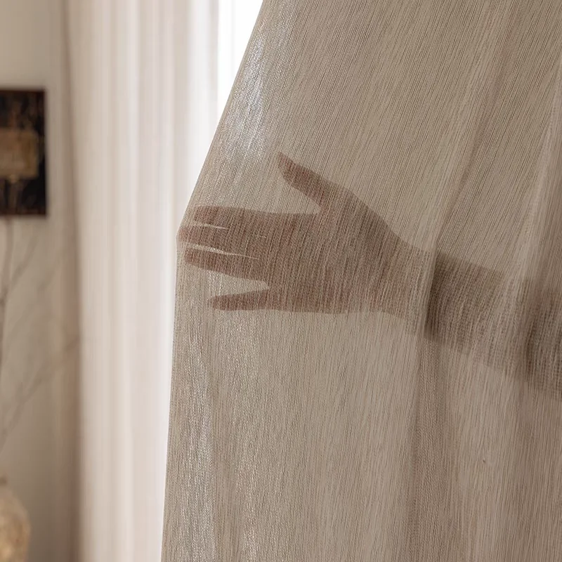 Modern Semi Sheer Voile Curtains Window Panel Drapes Light Filtering Privacy Curtains for Living room Bedroom Kitchen Decoration