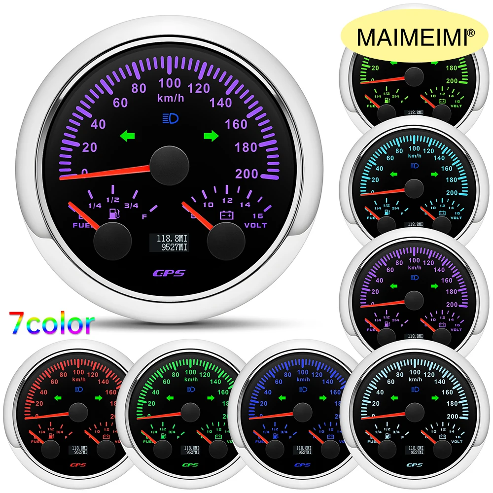 

Многофункциональный датчик 85 мм (3-3/8 дюйма) с GPS-спидометром до 200 км/ч, индикатором уровня топлива и вольтметром, 7-цветная LED-подсветка для мотоциклов, лодок, грузовиков