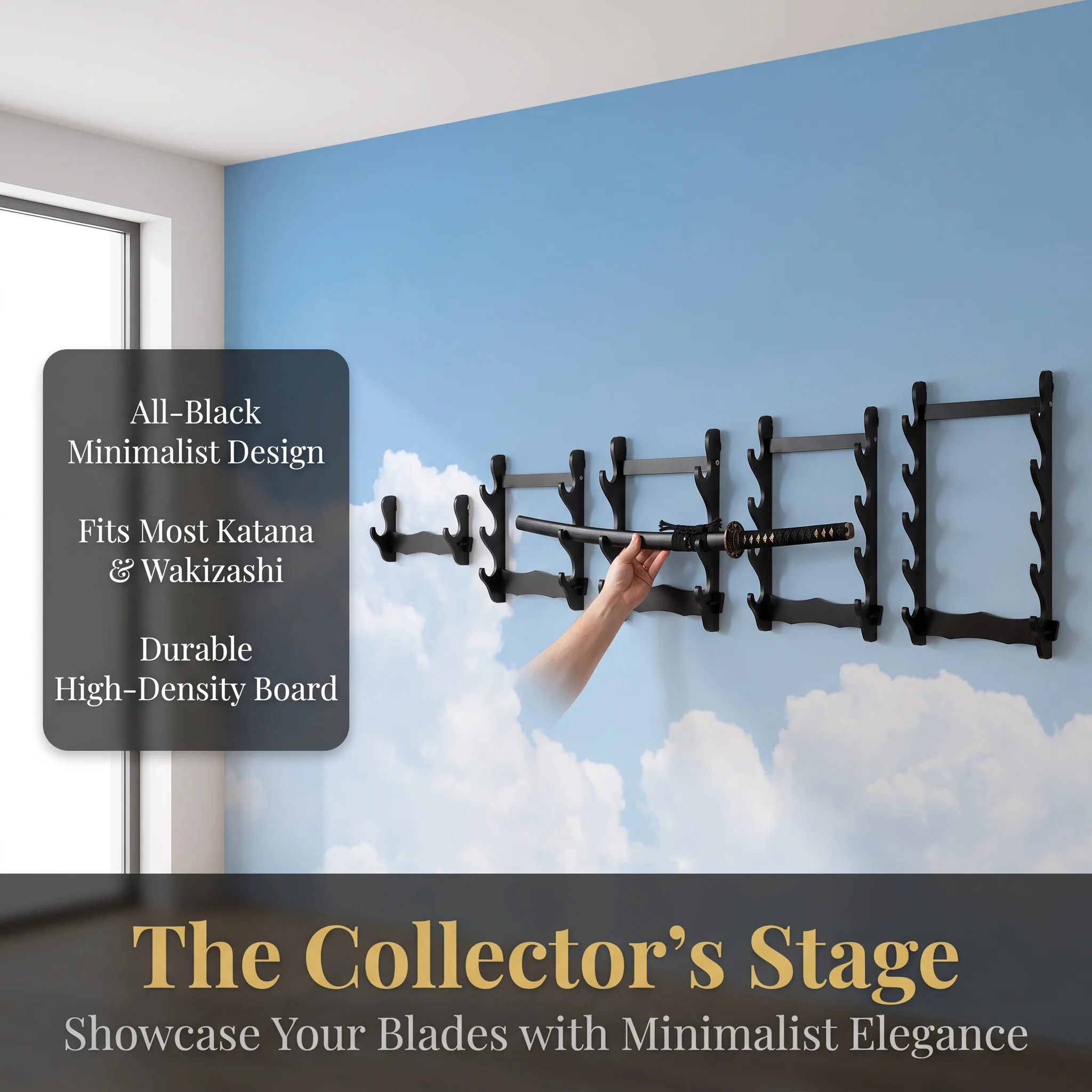 1-8Layers Wall Sword Storage Shelf Support Holder Anime Cosplay Black Wood Samurai Schwert Display Real Japanese Katana Decor