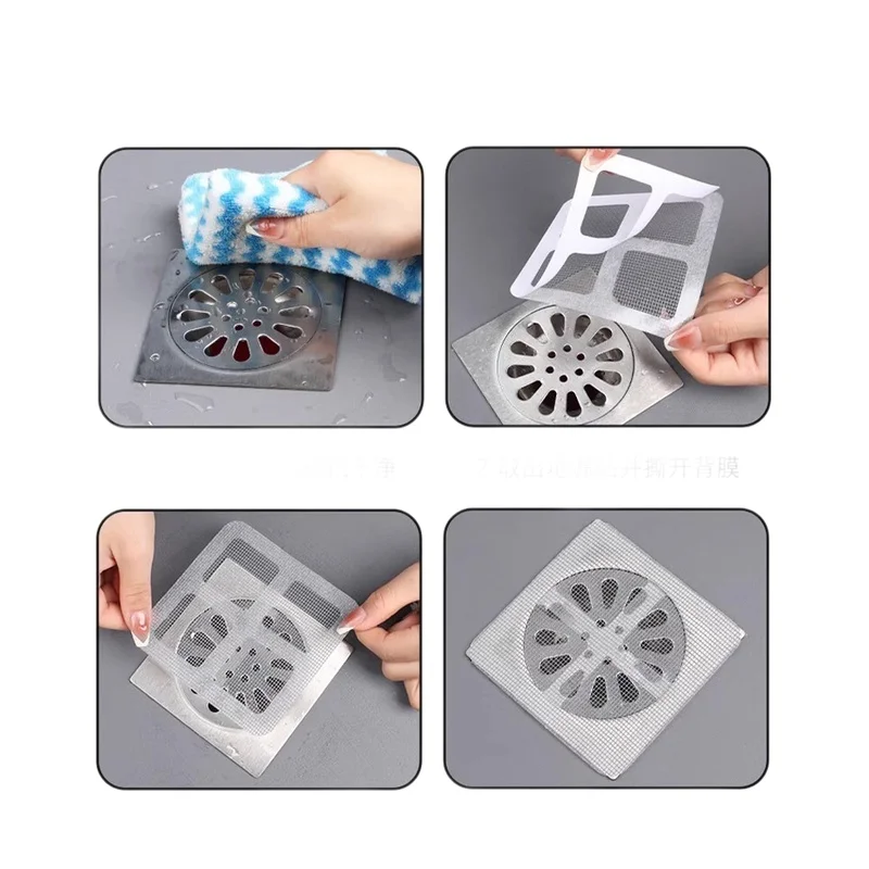 100 Piece Pack Disposable drain filter Adhesive Paste Anti-clog, anti-odor, hair-filtering Universal for bathroom, kitchen, and