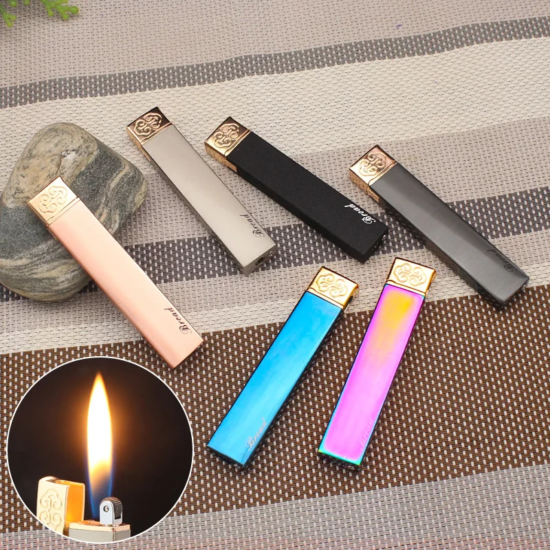 الإبداعية نفخ أخف طويل طحن عجلة لهب مفتوح السجائر التوربينات المعدنية الشعلة المحمولة أخف الرجال هدية