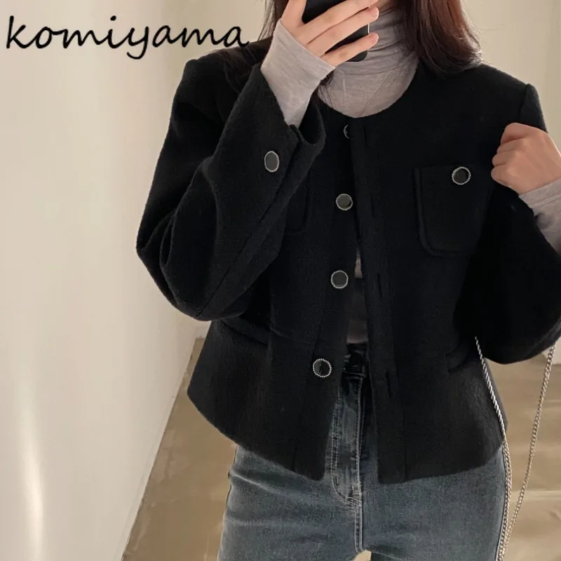 Single Breasted Chaqueta Mujer Round Neck Jaqueta Feminina Long Sleeve Jackets 2025 Woman Casaco Autumn Winter Thicked Ropa