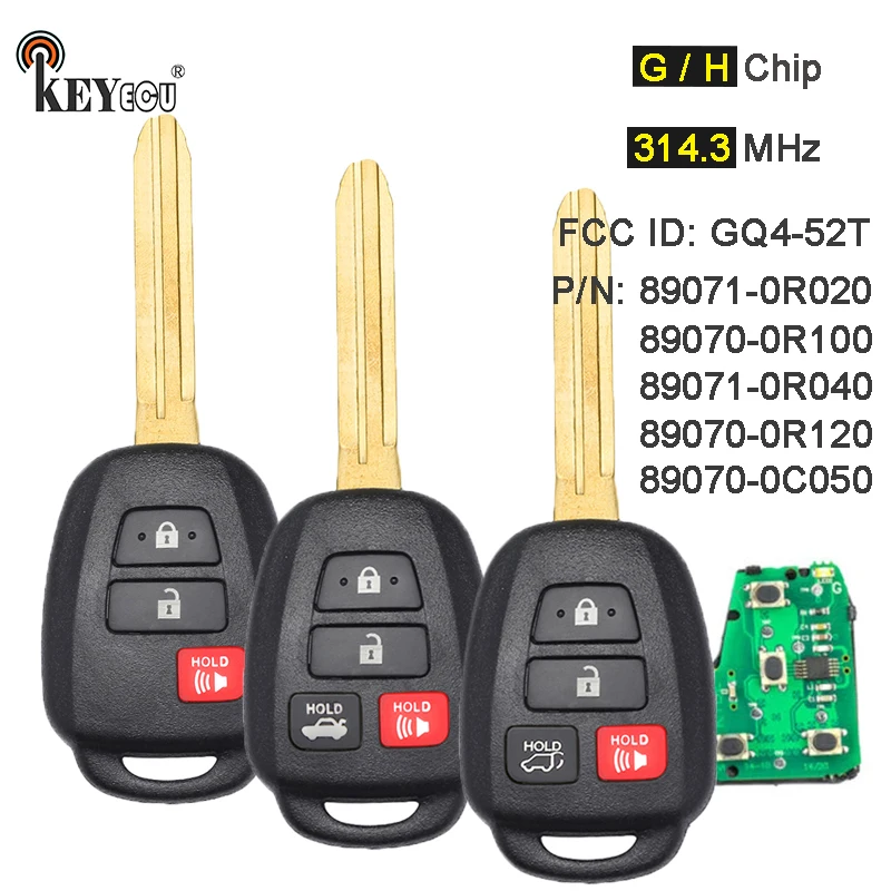 

KEYECU 314.3 / 315MHz G H Chip FCC ID: GQ4-52T Remote Key Fob for Toyota RAV4 Highlander Sequoia Tacoma