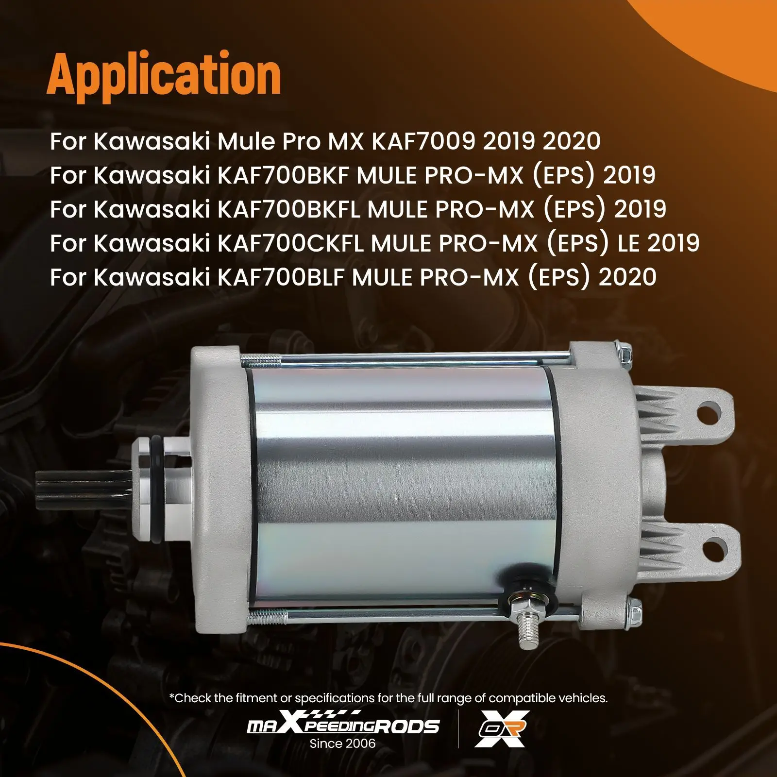

Starter Motor For Kawasaki KAF700 A B C D MULE PRO-MX (EPS) 2019 21163-Y006