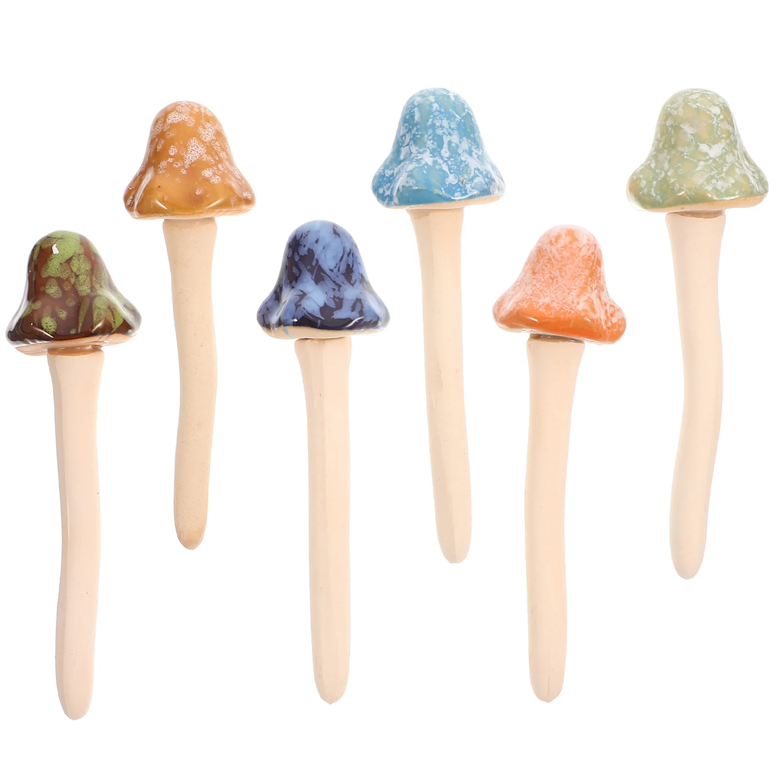 

6Pcs Mini Mushroom Decor Ceramic for Landscape Ornament Bonsai Pot Decoration Micro Scene Craft Photography Prop