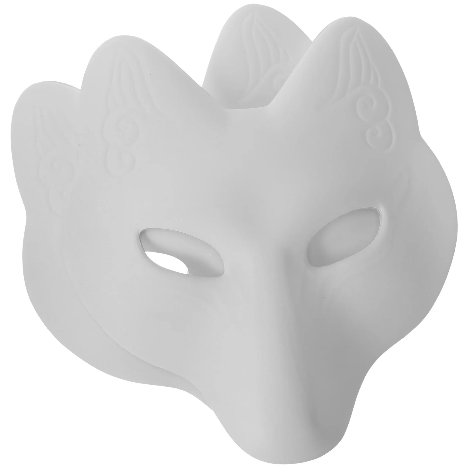2 Pcs DIY Fox Mask Halloween Women Animal Toy Costumes Crafts Unpainted Pu Masquerade for Man