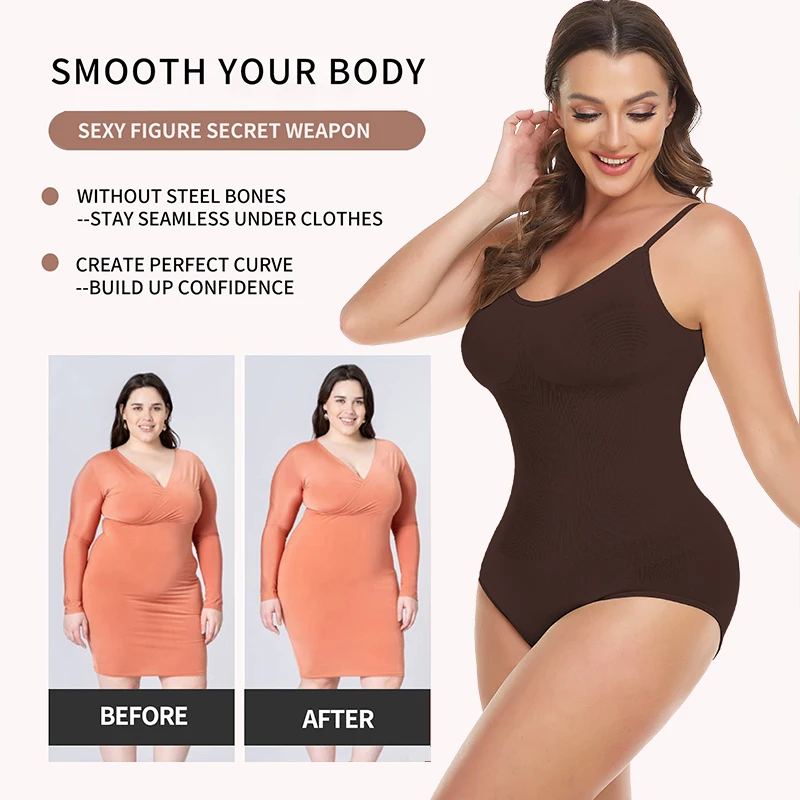 Women Slimming Bodysuits Shapewear Tops Tummy Control Body Shaper Spaghetti Strap Camisole Corsets  Leotards Bodycon Jumpsuit