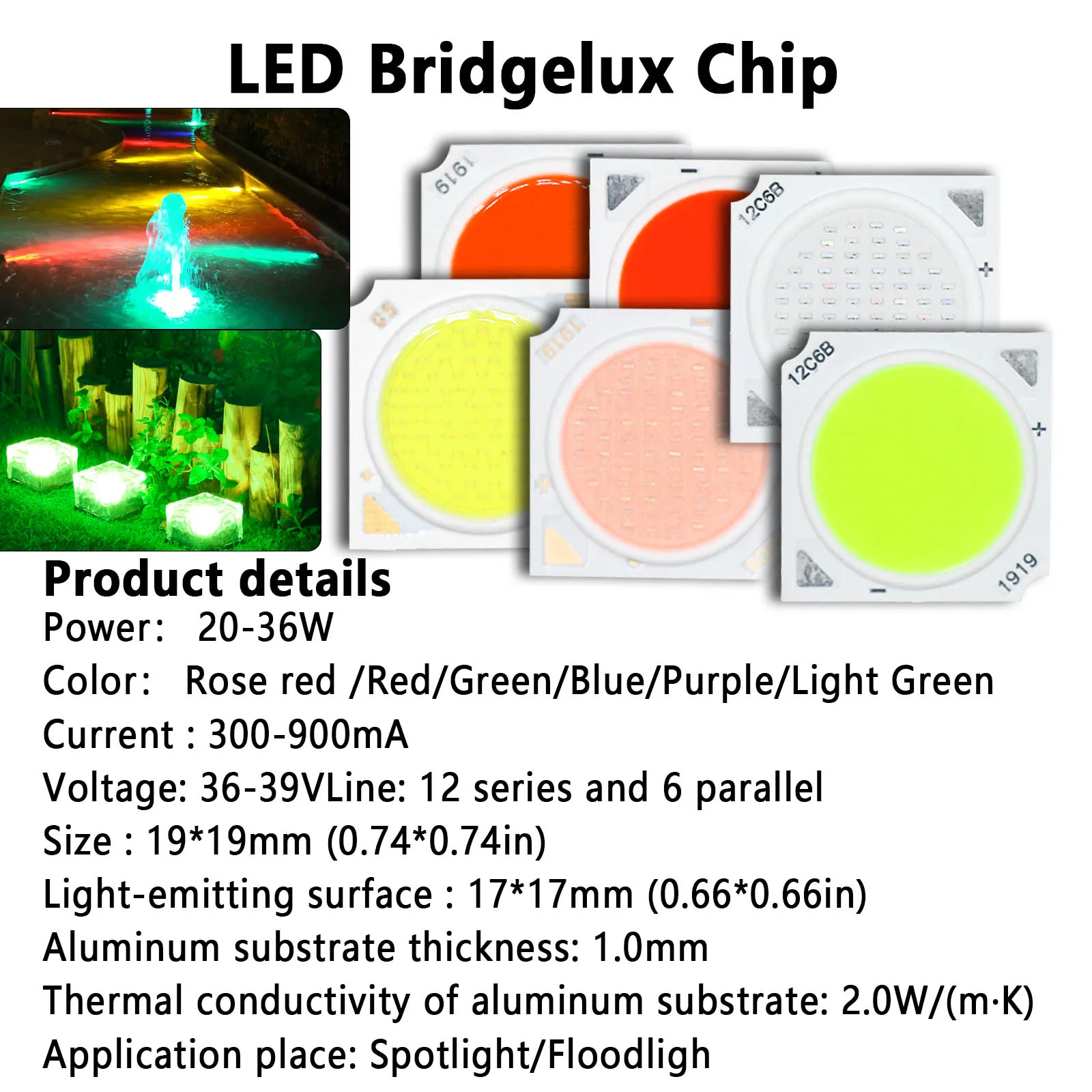 Imagem -05 - Chips de Luz Led para Decoração Doméstica Matrix Lamp Beads Luz de Inundação Lâmpada Luz de Inundação Acessórios Domésticos Bridgacrilato 19-900ma Dc3639v 20-36w