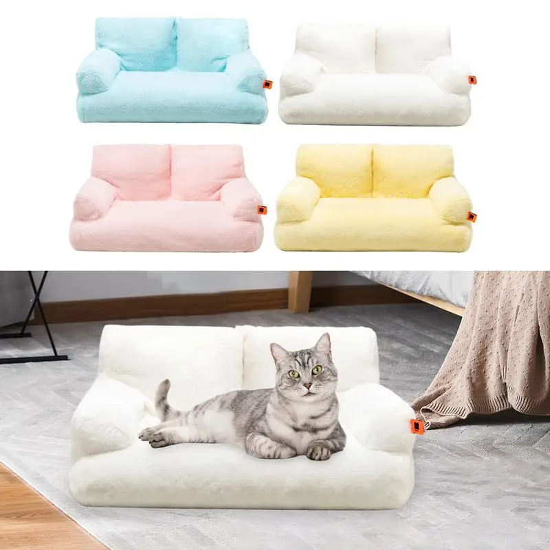 Winter Plush Cat Nest Warm Pet Sofa Cat Bed Plush Puppy Bed Small Dog Sofa With Anti-Slip Bottom Pet Bed For Small Medium Dogs