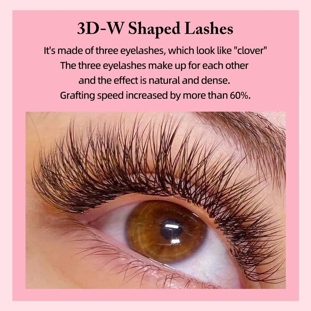 Yelix Black Brown 3D W Eyelash Extensions Fluffy Volume False Lashes Wispy Lash Clusters Premade Fans Natural Curly Soft
