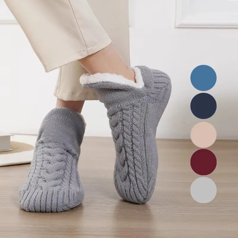 2025 calcetines térmicos para hombre, calcetines cortos cálidos de invierno de algodón grueso para dormir en casa, calcetines suaves antideslizantes con agarre peludo, calcetines esponjosos para hombre