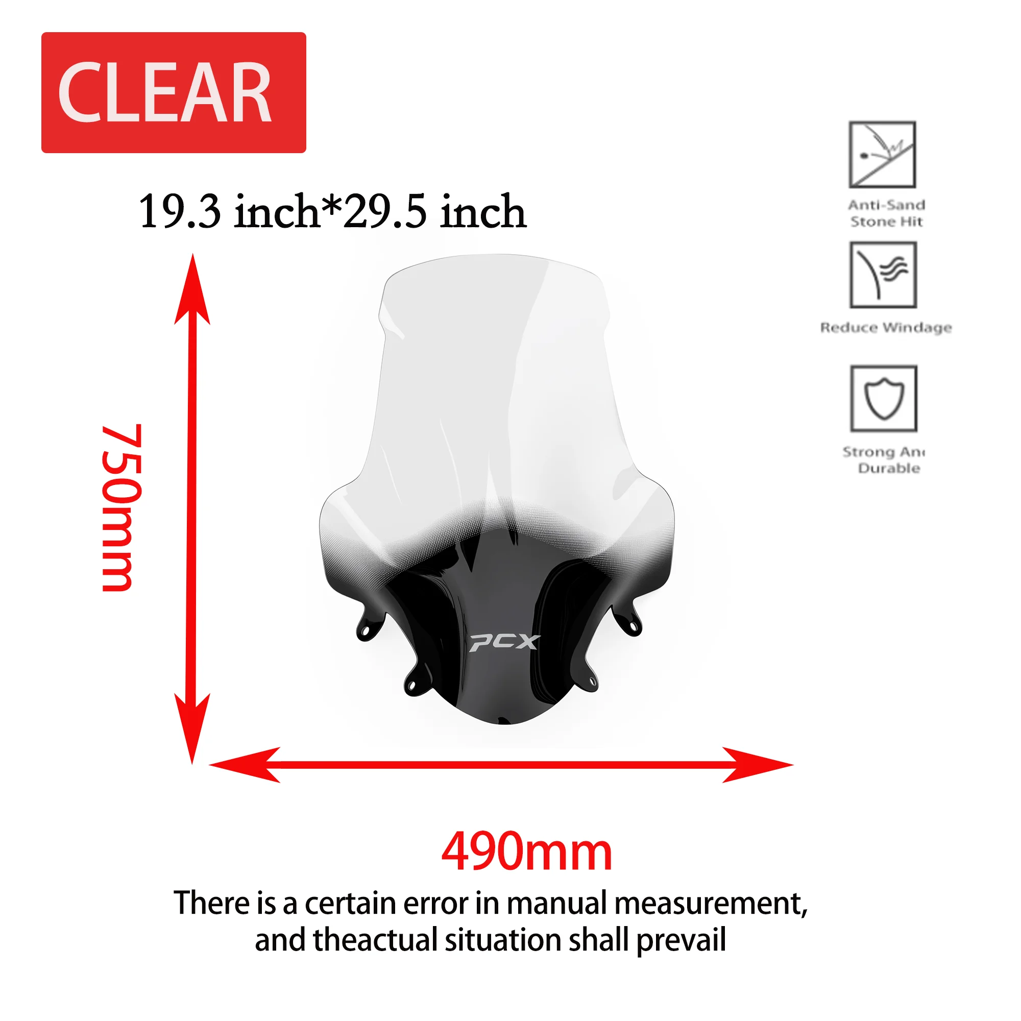 Motorcycle Windscreen for 2021 - 2024 Honda PCX150 PCX160 PCX125 Windshield PCX 125 150 160 Wind Deflector Spoiler Cover 22 2023