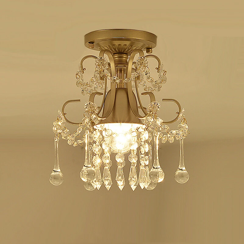 Luxury Golden Hotel Villa Corridor Transparent Crystal Lamp Vintage Clothing Room Apartment Home Decoration Light