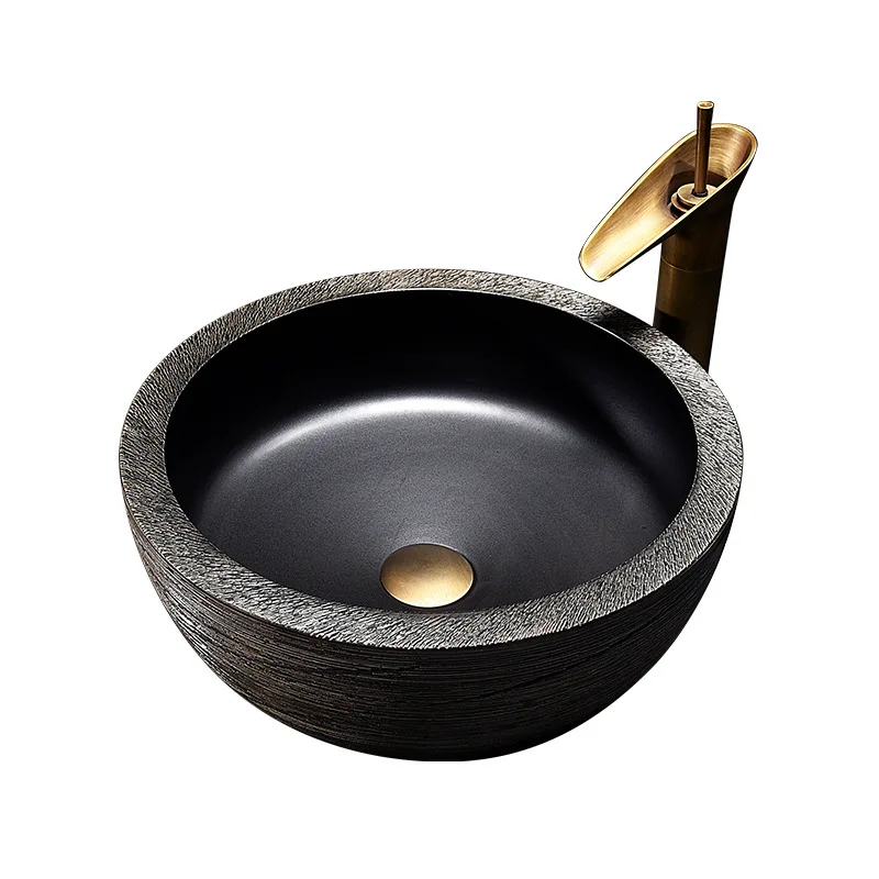 

Retro washbasin Art stage basin Round ceramic washbasin Bathroom Antique washbasin Chinese wash basin