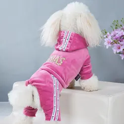 Pet Dog Macacão Primavera Outono Roupas Quentes Para Cães Pequenos Roupas Pijama De Veludo Gatinho Cachorro Pullover Chihuahua Costume Coat