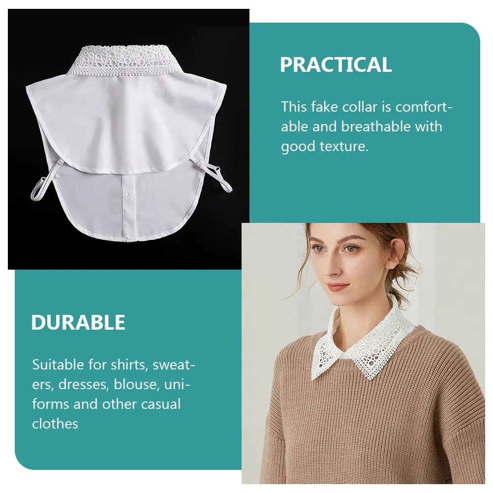 

Blouse Lace Collar Detachable Comfortable Breathable Versatile Fit Most Clothes Fashionable Stylish Women Fake Collar