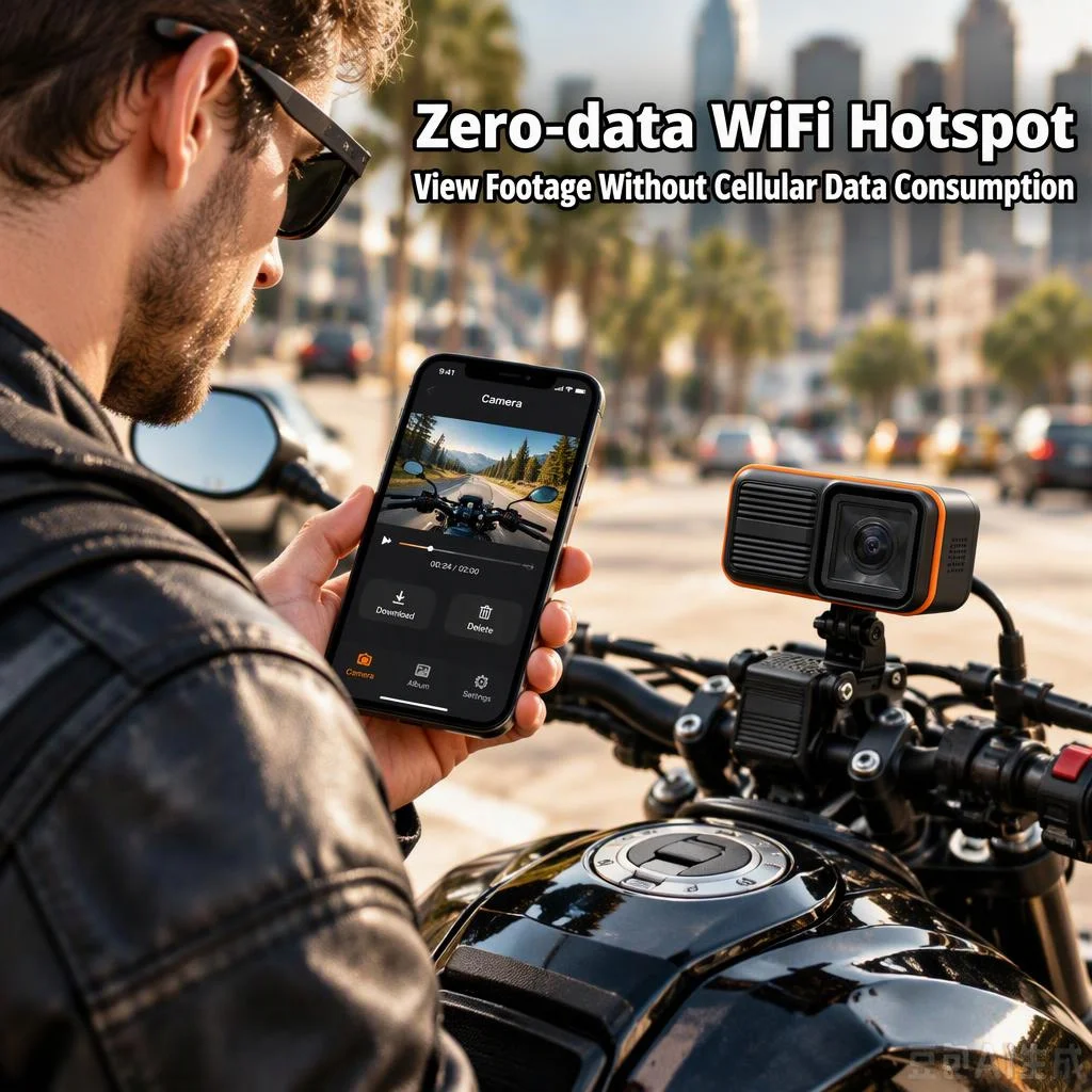 2-Wheeler Vehicle Dash Cam with 3 Mounting Options, Waterproof Dustproof WiFi Enabled for Motorcycle E-bike Riders
