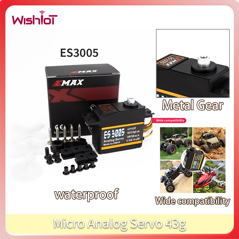 

43g Micro Analog Servo ES3005 Metal Gear 4.8V-6.0V for DIY Drones Airplane Aircraft Car Robot Accessories RC Servos Model Toys