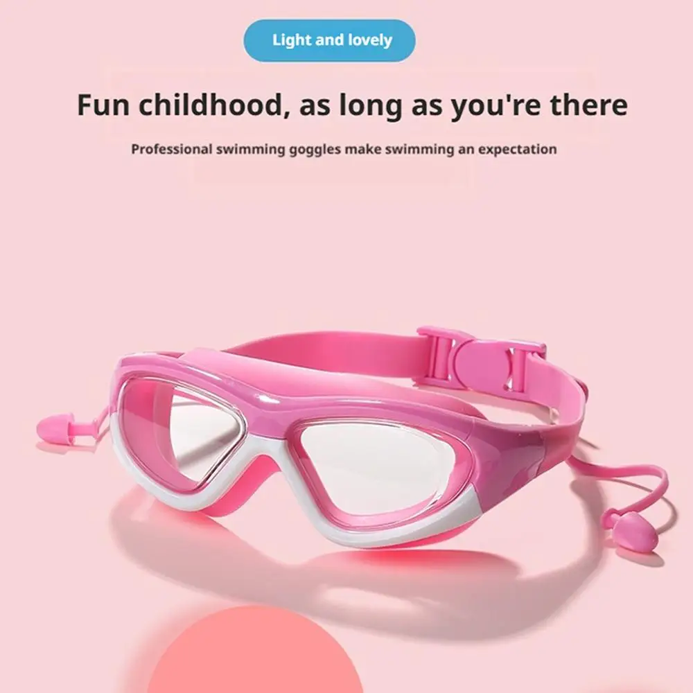 

Kids Fashion Swimming Pool Eyewear Waterproof Anti Frame Glasses Silicone Fog Connected Large Earplugs Water C4S2