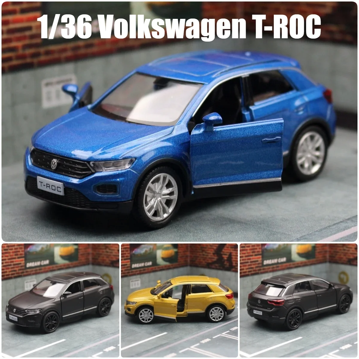 

Модель игрушечного автомобиля Volkswagen T-Roc 1:36, литый под давлением спортивный внедорожник из сплава, миниатюрный коллекционный подарок для мальчика