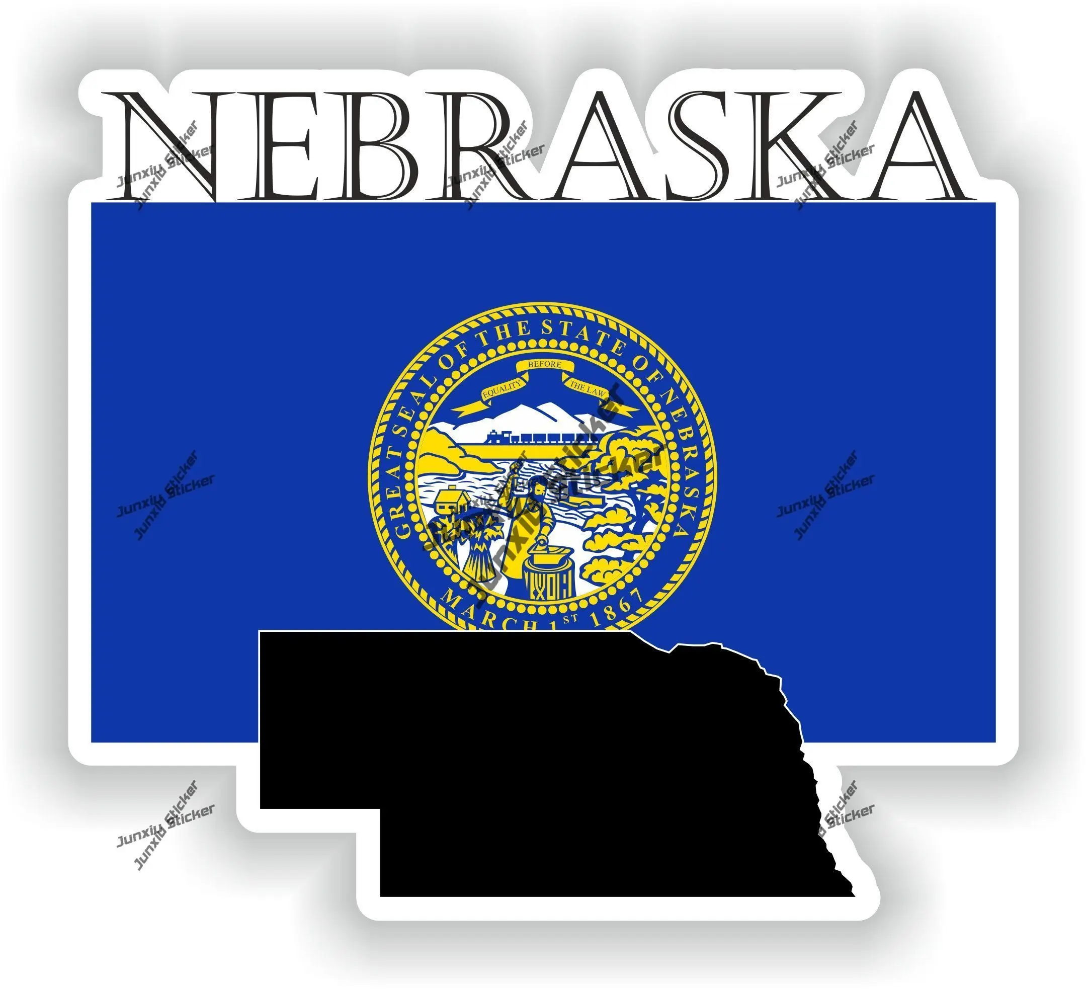 

Nebraska Sticker Coat of Arms of Nebraska Flag with Map Badge Waterproof Decal Decor for SUV Window Car Bike The Whole Body