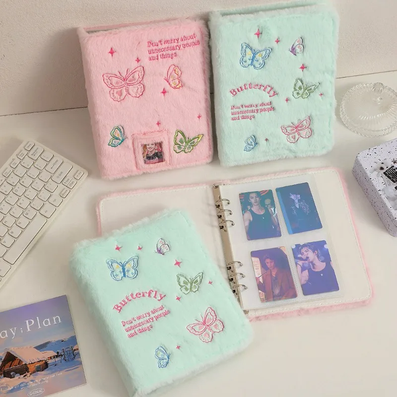 A5 Kpop Plush Collect Book Binding Machine Butterfly Binder Photo Album Photo Card Binder Idol Photo Card Storage Album