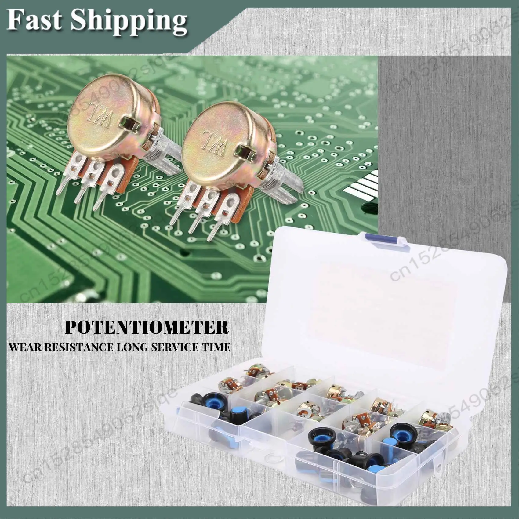 -ABKM 18Pcs/Box WH148 Single Potentiometer Kit B1K/5K/10K/20K/50K/100K/500K/1M With Knobs Single Potentiometer Set Shaft Nuts