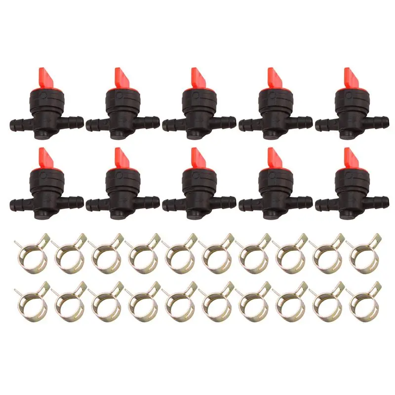 Válvula de cierre de combustible AA92-10PCS 494768 698183 con abrazadera para línea de combustible de 1/4 pulgadas Briggs & Stratton Murray Toro Tractor de césped