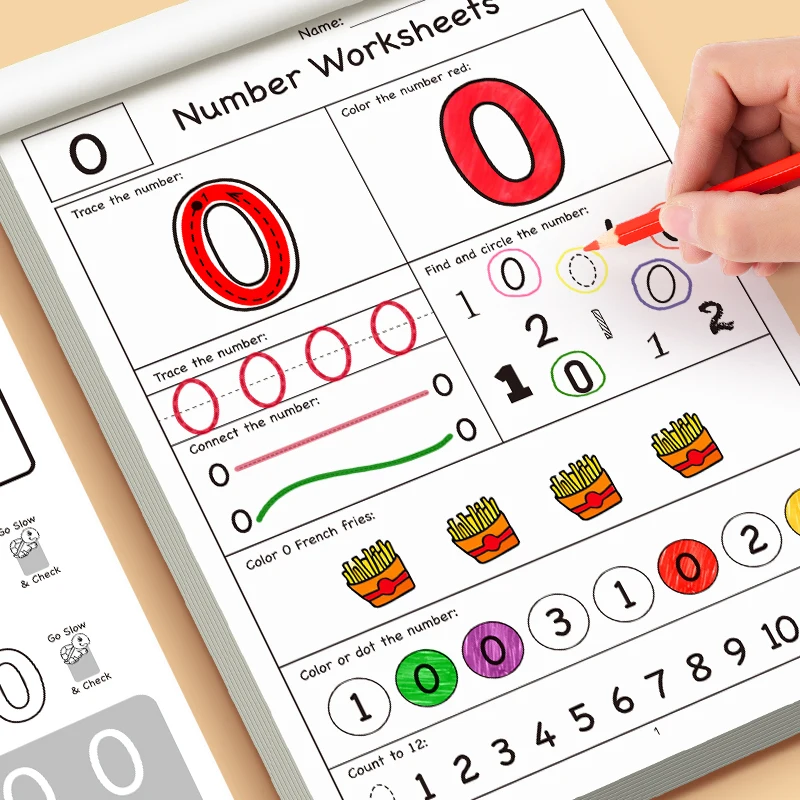 32 pagina's nummer kleuren oefenspeelgoedboek Leuk digitaal interactief zeven nummerspellen Tekenpen Controle oefentekenboek